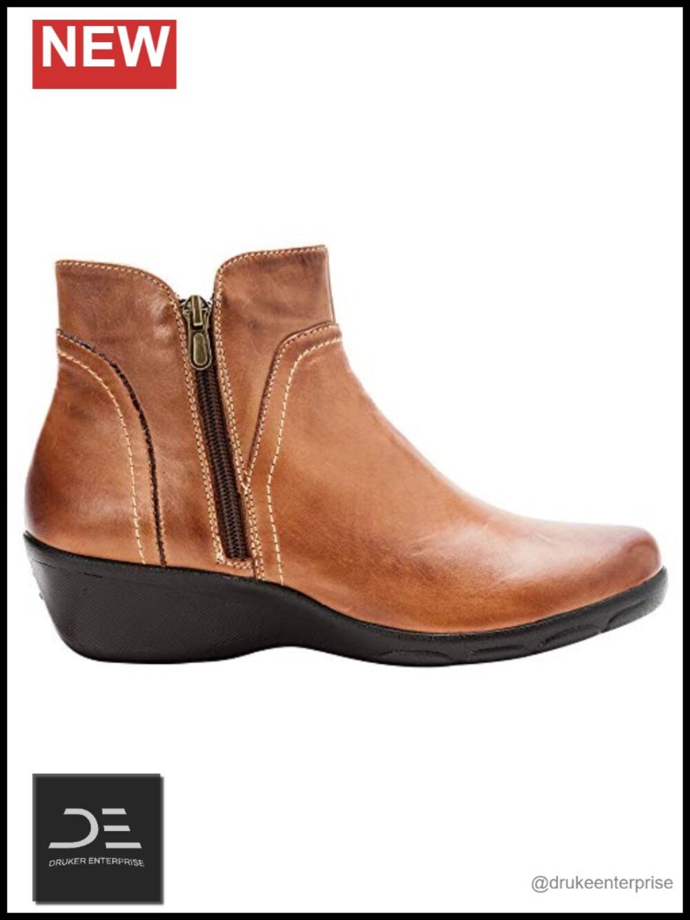 Leather Ankle Booties Low Heel Zip Closure Comfortable Casual Boots